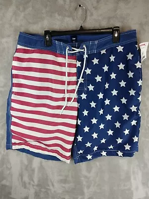 Gap Shorts Mens Size Extra Large Polyester Swim Trunks Board Shorts USA Flag  • $9.62