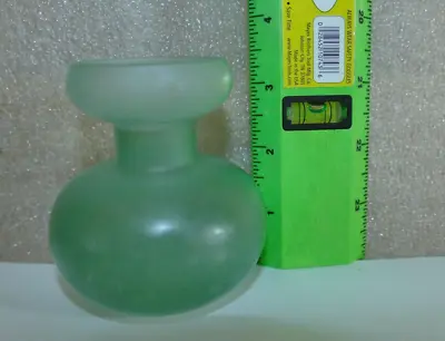 Vtg MCM Hadeland Norway  Green Glass Small 3 Inch Vase With Sticker • $24.96