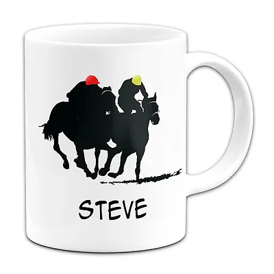 Personalised (Any Name) Horse Racing Sillouette Gift Mug • £7.99