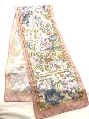 NWOT Floral Scarf 100% Polyester 10x52  Pretty Pastel Colors High Luster • $8.95