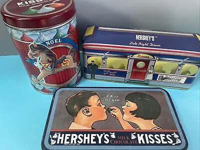 Vintage Hershey Tins-set Of 3-diner-christmas-kisses- All Empty-all Very Clean • $8.99