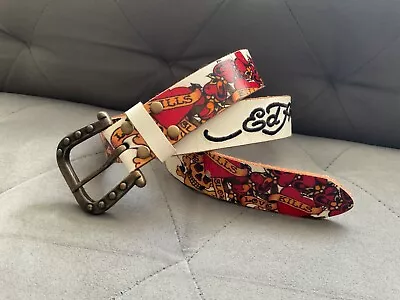 Ed Hardy White Leather Belt Red Hearts Love Kills Slowly • $39.99