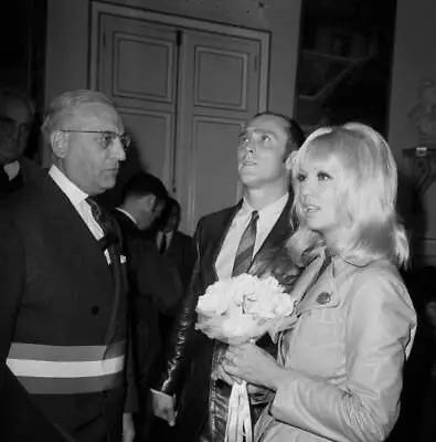 The Two New Spouses Mylene Demongeot Marc Simenon Ceremony Fro- 1968 Old Photo • $5.87