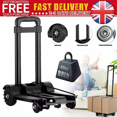 Folding Hand Truck Trolley Lightweight Cart Shopping Luggage Truck Wheels 40KG • £19.89