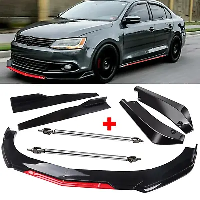 Front Bumper Lip Splitter Spoiler Body Kit + Side Skirt For VW Jetta MK6 MK7 • $79.99