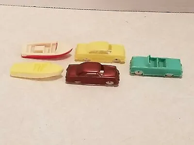 5-Different 1950's F&F Mold Plastic Cereal Premium 3 Cars & 2 Boats Shelf T-4 • $34.88