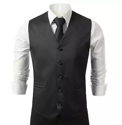 Mens Black Dress Vest And Neck Tie Set All Sizes(S~3XL)  • $19.99