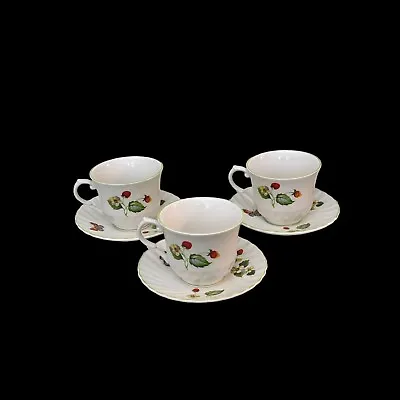 Vintage Set Of 3 Cups/Saucers James Kent Old Foley China Strawberry Butterfly • $18.47