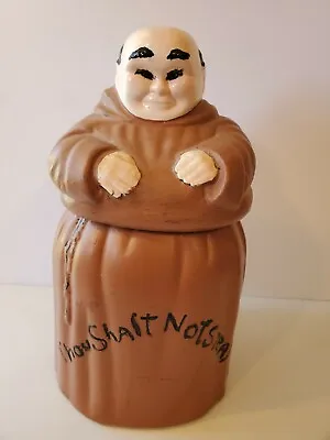 Vintage Monk Cookie  Jar THOU SHALL NOT STEAL  Un-Marked • $110