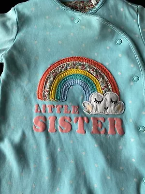 Next LITTLE SISTER Rainbow Babygrow 3-6months Perfect Condition • £2.50