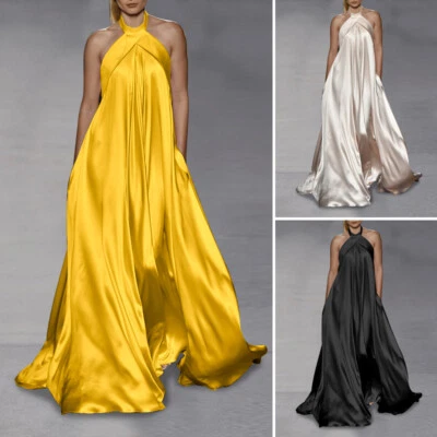 £14.24 • Buy UK STOCK Women Sliky Halterneck Long Maxi Dress Cocktail Party Prom Dresses Plus