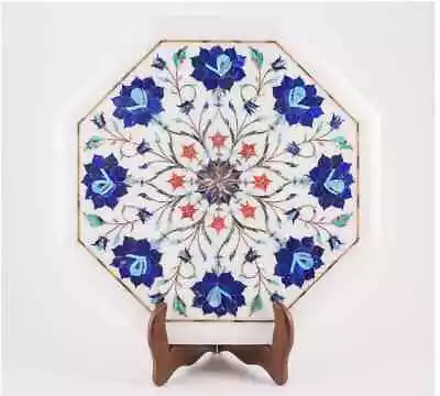 18  White Dining Coffee Marble Table Top Inlay Malachite Room Flower Decor O15 • $479