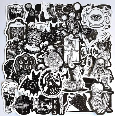 Horror Black And White 50 Characters Gothic Sticker Bomb Laptop Vinyl Decals NEW • £4.33