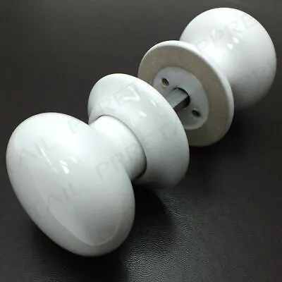 WHITE CERAMIC MORTICE KNOBS OR LATCH 60mm Round Smooth Door Handle Internal Pair • £6.15