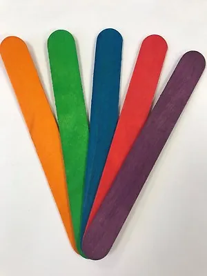 Wooden Lolly Sticks Coloured & Natural Jumbo Lollipop For Kids Arts Crafts Model • £2.20