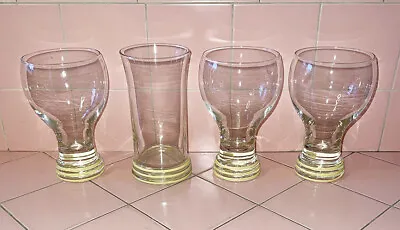 $45 • Buy Fiesta Ware 4 Glasses Goblet Tumbler Beer Glass Yellow Stripes Fiestaware