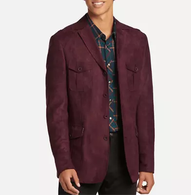 Paisley & Gray Paisley & Gray Slim Fit Ultra-Suede Military Jacket Burgundy NWT • $65