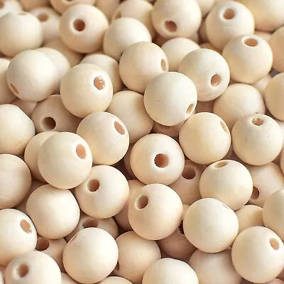 Bulk Wood Beads Unfinished Round Wooden Loose Beads Wood Spacer Beads For Craft • $13.87