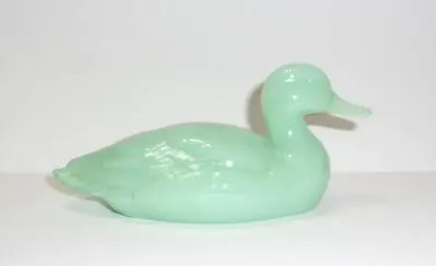 Fenton Glass Jadeite Jade Green Mallard Duck Figurine Mosser Made In USA • $77.50