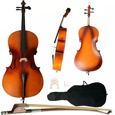 Professional Cello 4/4 Full Size BassWood Set With Bag+Bow+Rosin+Bridge • $239.95