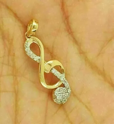 2Ct Real Moissanite Round Cut Music Note Women's Pendant 14K Yellow Gold Plated • $145.34