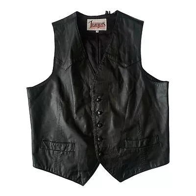 Vintage Diamond Leathers Motorcycle Vest Black Mens 48 Made In USA *Note Flaws • $28.88