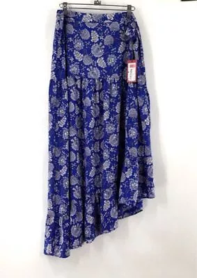 NWT Vince Camuto Women's Blue White Paisley Tiered Maxi Skirt - Size L • $7.99