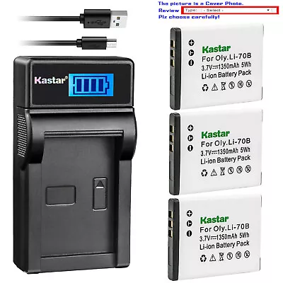 Kastar Battery LCD USB Charger For Olympus Li-70B & Olympus D-710 D-715 Camera • $12.99