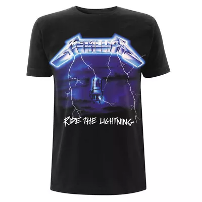 Metallica T Shirt Ride The Lightning Tracks Official Black Mens Metal Rock Merch • £15.48