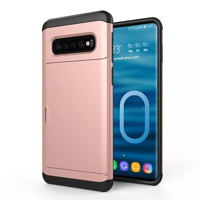 $14.95 • Buy For Galaxy S10 S10e S9 S8 Plus Note9 Case Slide Armor Wallet Card Slots Holder 