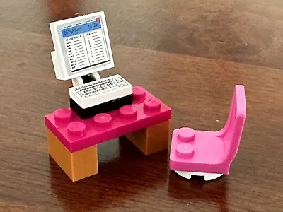 Lego Friends Travel Flight Airport Office Desk Computer Pink Chair • $11.90