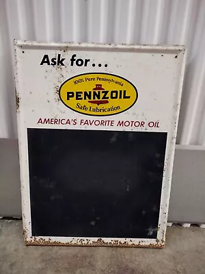 Vintage Very Rare Pennzoil Chalkboard Sign Metal Marked AM 1-70 Original • $299.99