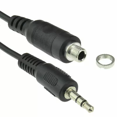 3.5mm Stereo Panel Mount Socket To 3.5mm Jack Plug Cable Lead 3m [007405] • £3.56