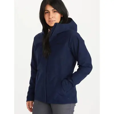 Marmot Women's Arctic Navy Polyester Logo Hooded Zip Minimalist Jacket Size XS • $89.25