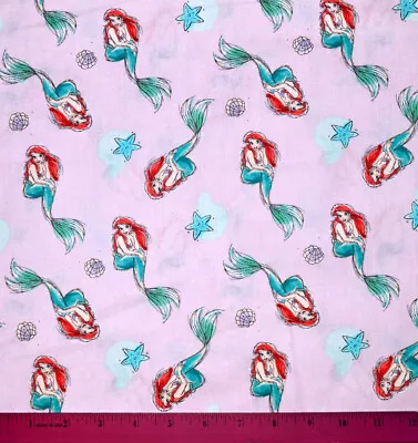 Little Mermaid Fabric - HALF YARD - Quilting 100% Cotton Disney Princess Ariel • $4.98