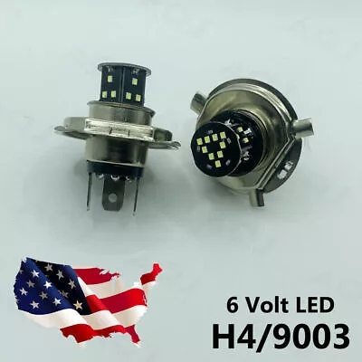 6 Volt LED Headlight Headlamp Light Lamp Bulbs 35/35W Pair H4 6V 6000K • $17.99