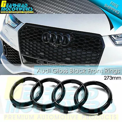Audi Front Rings Gloss Black Grille Hood Emblem Badge A1 A3 A4 S4 A5 S5 A6 S6 A7 • $16.75