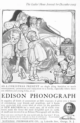 Edison Phonograph  -   Morning Glory Style Horn  -  By Rose O'Neill  -  1918   • $21.21