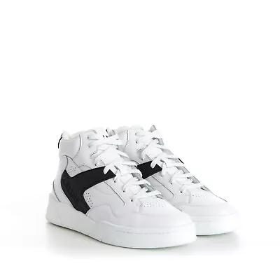 CELINE 1100$ Men's CT-06 High Top Sneaker - White/Black Calfskin Leather • $680