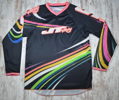 JT Racing Neon Jersey XL Y2K Motocross Dirt Bike FMX Supercross Rainbow • $25