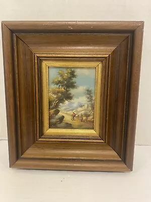 Vintage Miniature French Oil On Copper Painting Wood Frame • $69.99