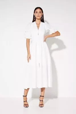 MOSSMAN The Unscathed Maxi Dress Size 12 White Textured Fabric • $93.75