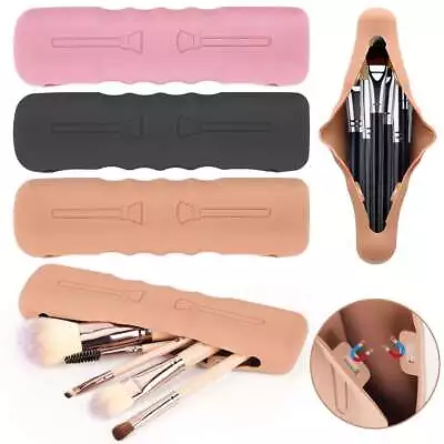 Silicone Travel Makeup Brush Holder Case Container Portable Makeup Bag Compact • $7.90