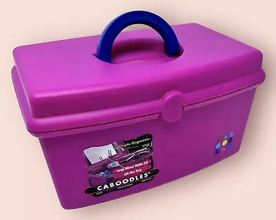 $19.95 • Buy Vintage Caboodles 90's Magenta Makeup Organizer Vanity Train Case W/Mirror 2720