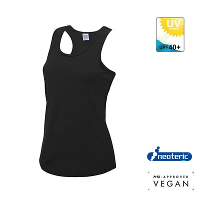 AWDis Womens Quick Dry Vest Casual Summer Holiday Running Gym Sports Racer Top • £5.95