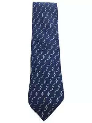 HERMES Tie Silk Navy Total Pattern Men's Chain Pattern • $68.88