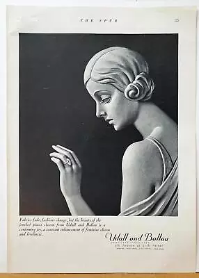 1930 Udall & Ballou Diamond Ring Sculpture Statue Feminine Charm PRINT AD • $19.99