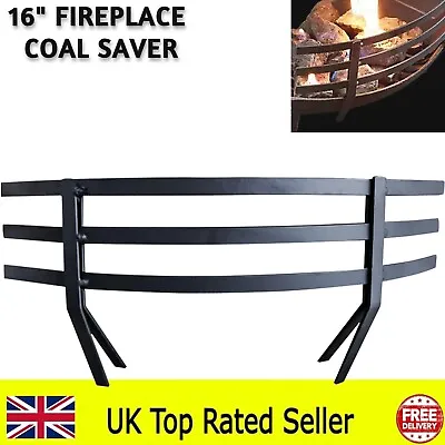 Coal Saver Clip On 16  Large Fire Grate Fireplace Curved Metal Guard Protector • £6.88