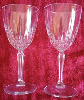 Vintage Wine Glasses 7  Clear Cut Crystal Goblet Stemware Set Of 6 • $26.24