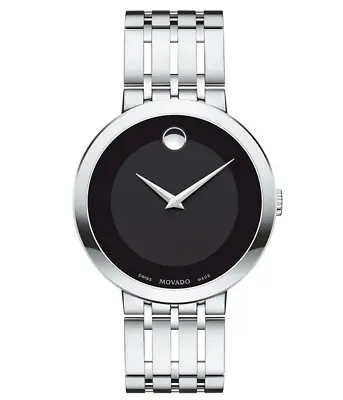 Movado Esperanza 607057 Stainless Steel Bracelet Black Dial Men's Wrist Watch • $475